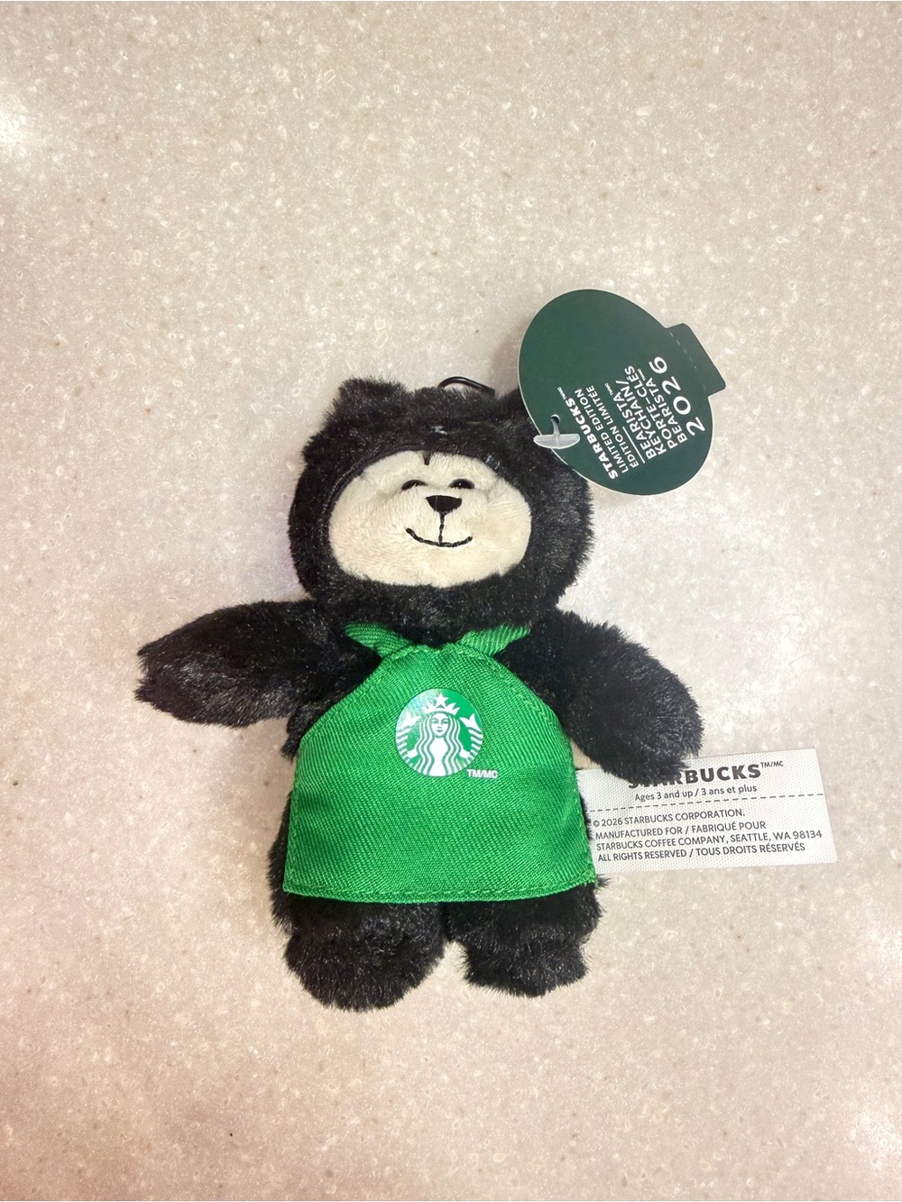Starbucks 2026 Halloween Bearista Bear Black Cat Keychain Plush
